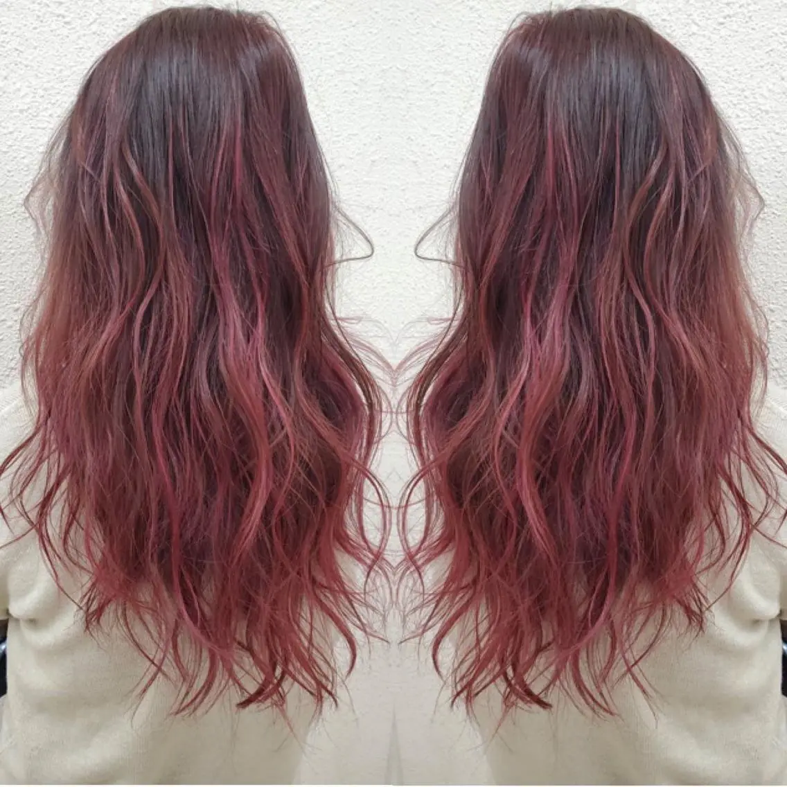 ロング カラー ピンクカラー KR2S× 亜以加のヘアスタイル