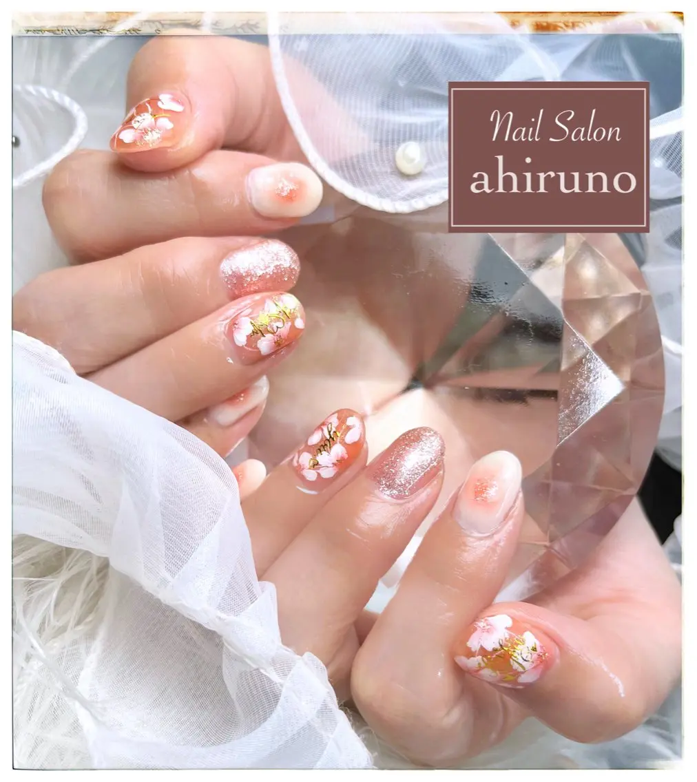 ネイル アートネイル チークネイル 桜ネイル 入学式 卒業式 ハンドネイル 東京あきる野市ネイル ✿ ｙｕiのネイルデザイン