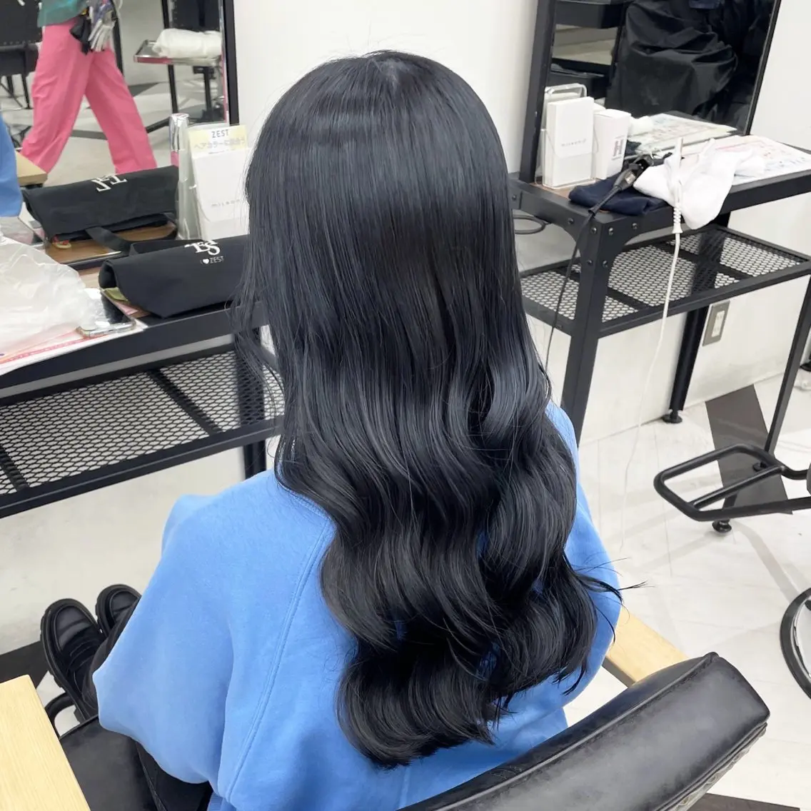 セミロング カラー パーマ ヘアアレンジ メンズ ブルーカラー mona/ ストレートスタイル✨のヘアスタイル