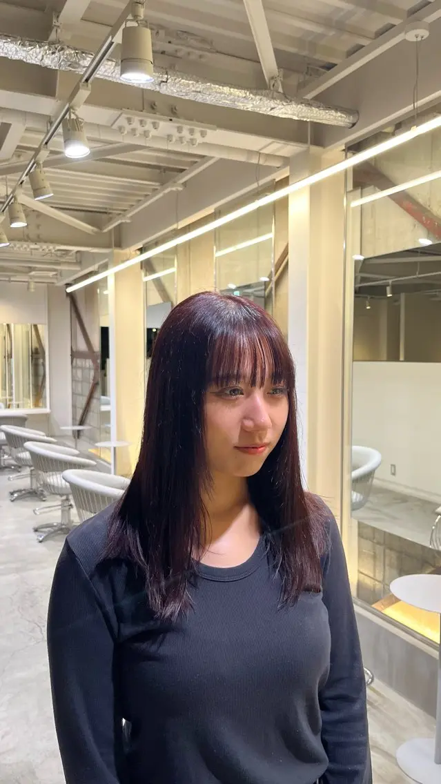 カラー レッドカラー 中田 舞桜のヘアスタイル