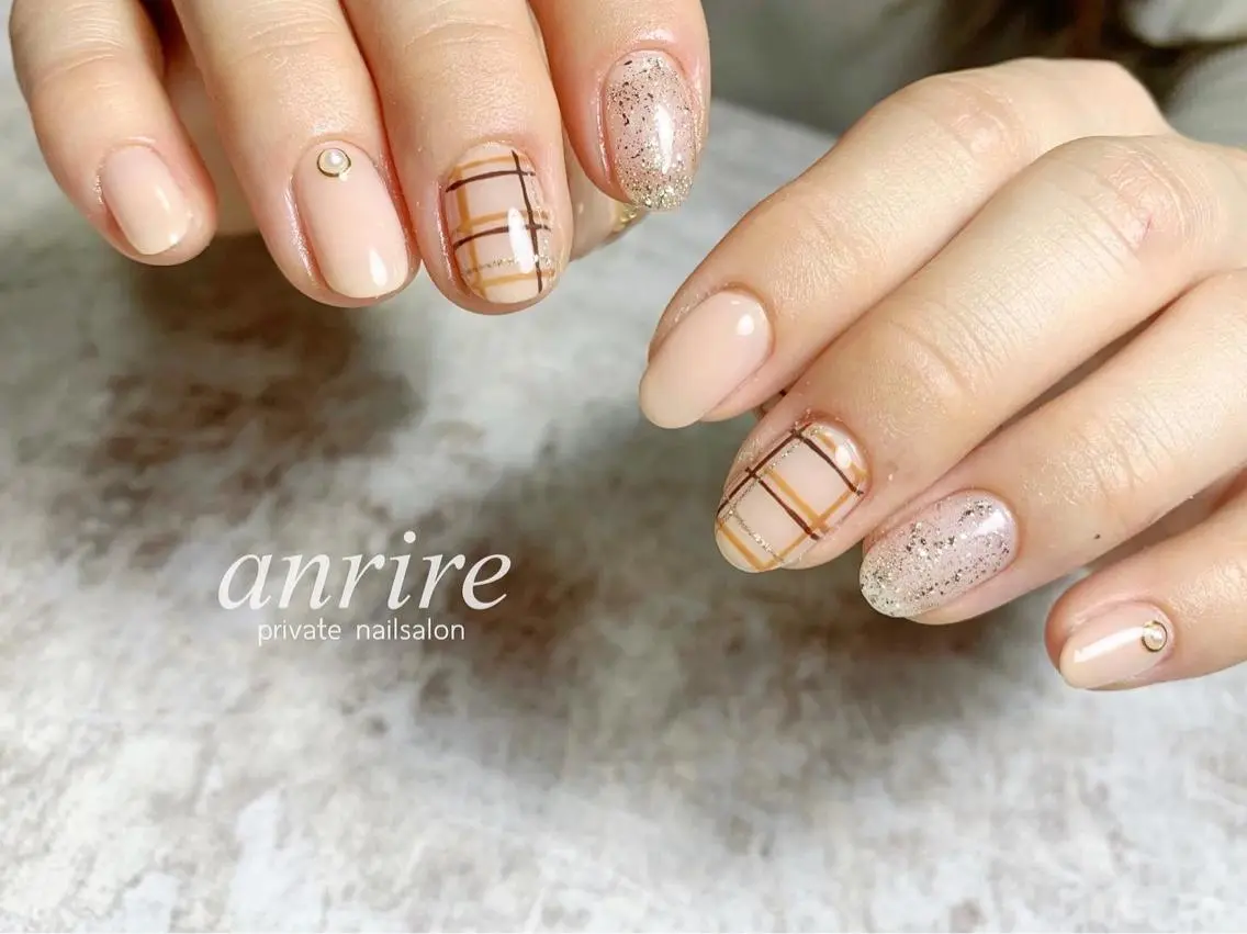 ネイル ジェルネイル ラメ(グリッター) パラジェル シンプルネイル 冬ネイル ハンドネイル nailsalon anrireのネイルデザイン