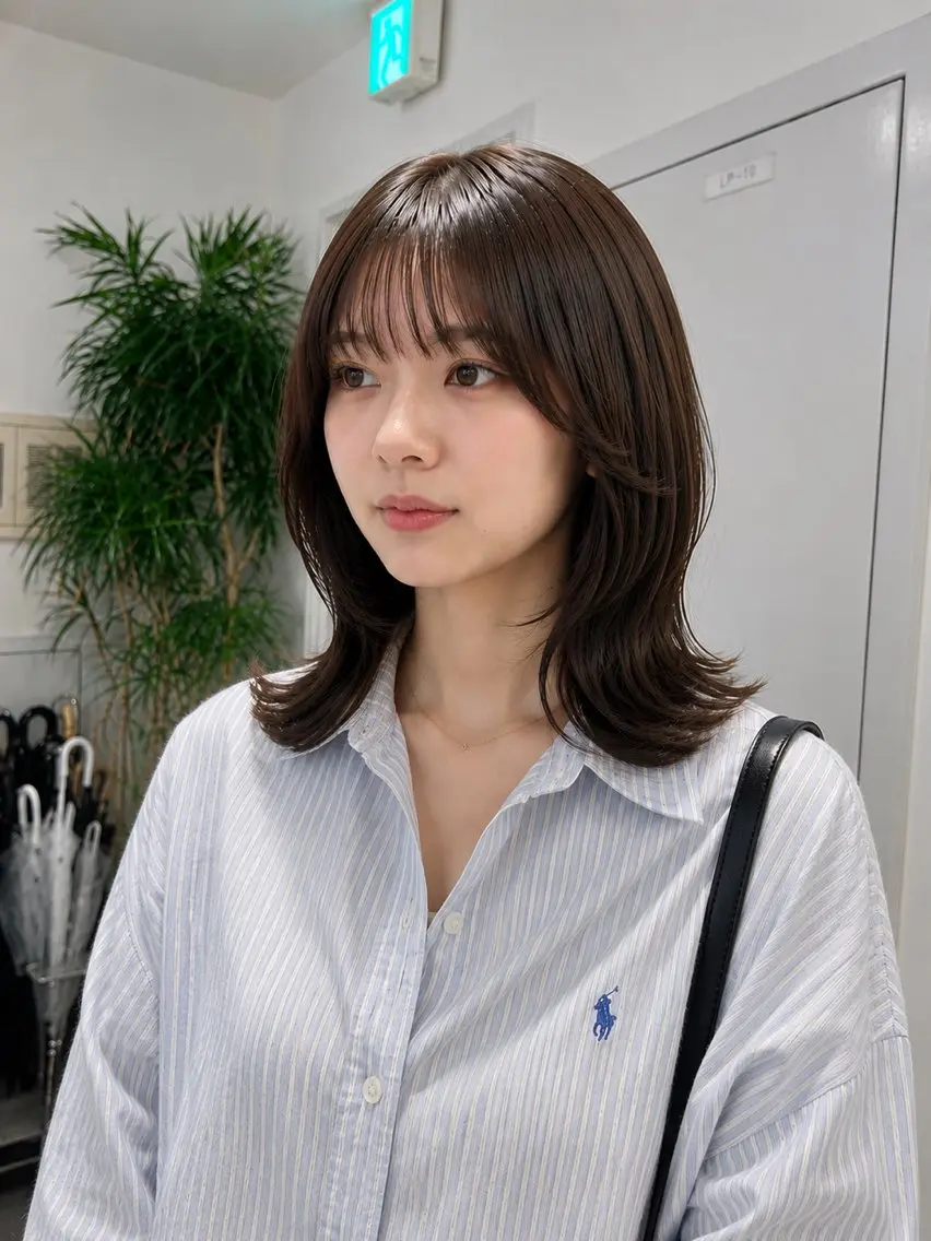 ミディアム カラー ミディアムレイヤー グレージュ オリーブグレージュ オリーブグレー レイヤーカット カット ヘアカラー トリートメント 池袋/小顔レイヤー/ 顔まわり/taigaのヘアスタイル