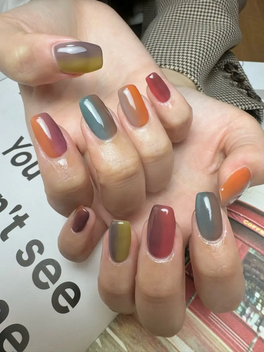 ネイル グラデーション 冬ネイル ハンドネイル 白日-hakubi nail-のネイルデザイン