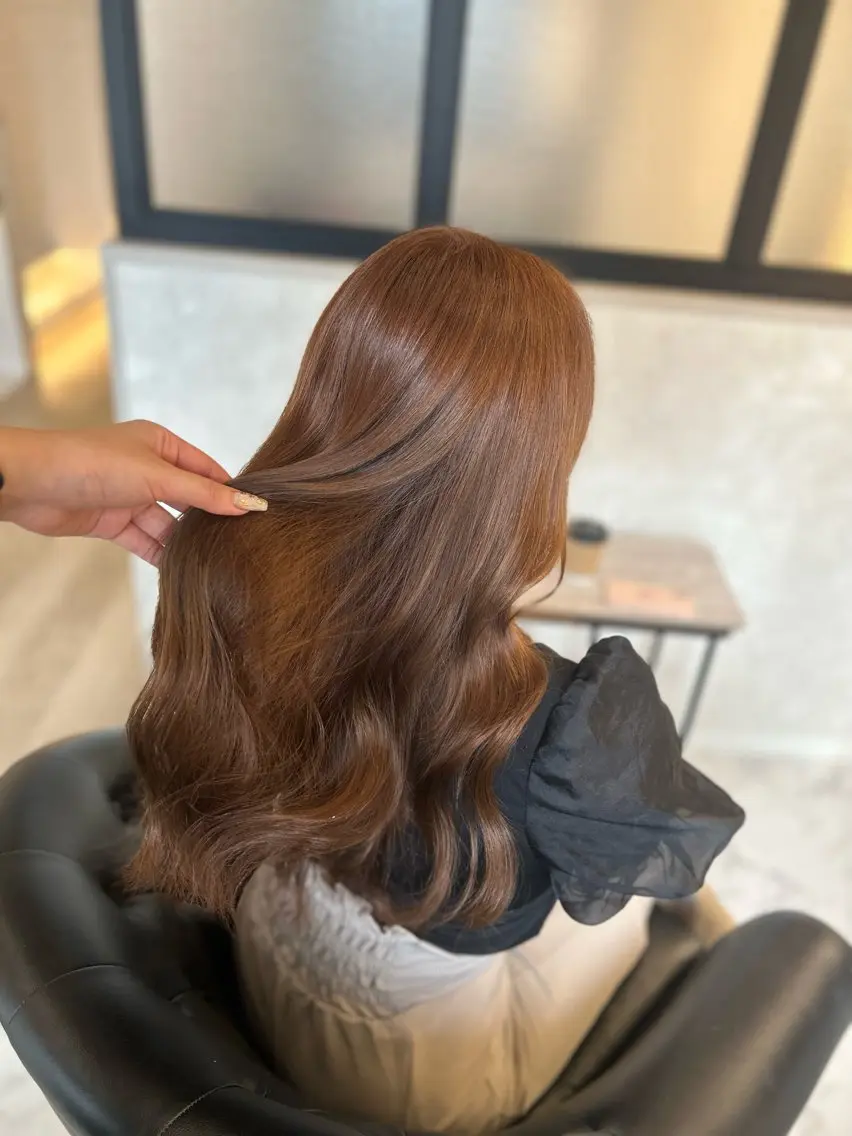 ロング カラー カット ヘアカラー トリートメント emi/髪質改善/ 韓国風/艶カラーのヘアスタイル