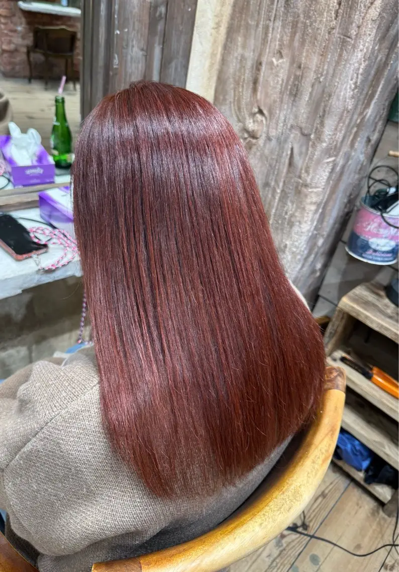 セミロング カラー オレンジ ピンクカラー ヘアカラー 髪質改善/透明感 カラー高山奈夕のヘアスタイル
