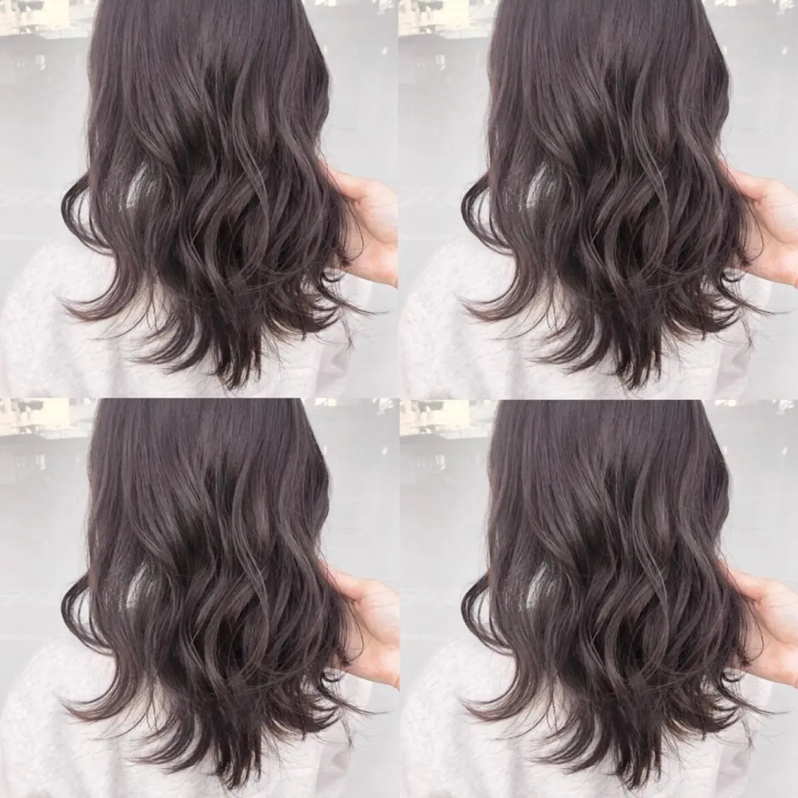 ミディアム カラー ブリーチ ブラウンカラー ブリーチなしカラー シルバー ウルフカット ハッシュカット/七海のヘアスタイル