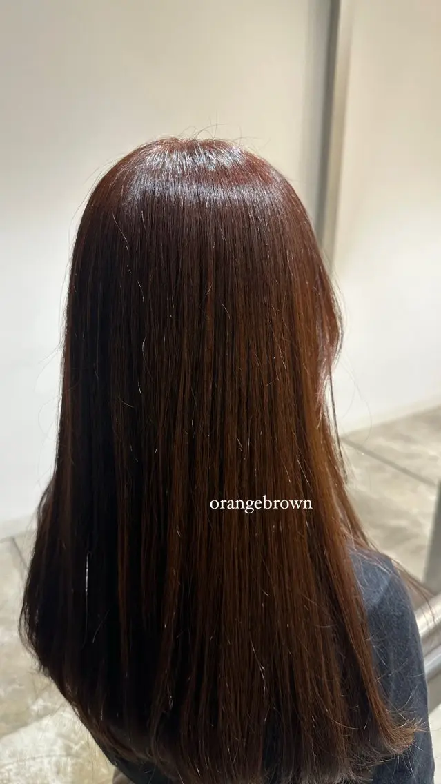 セミロング カラー ブラウンカラー オレンジ オレンジブラウン 垣内 奈緒のヘアスタイル