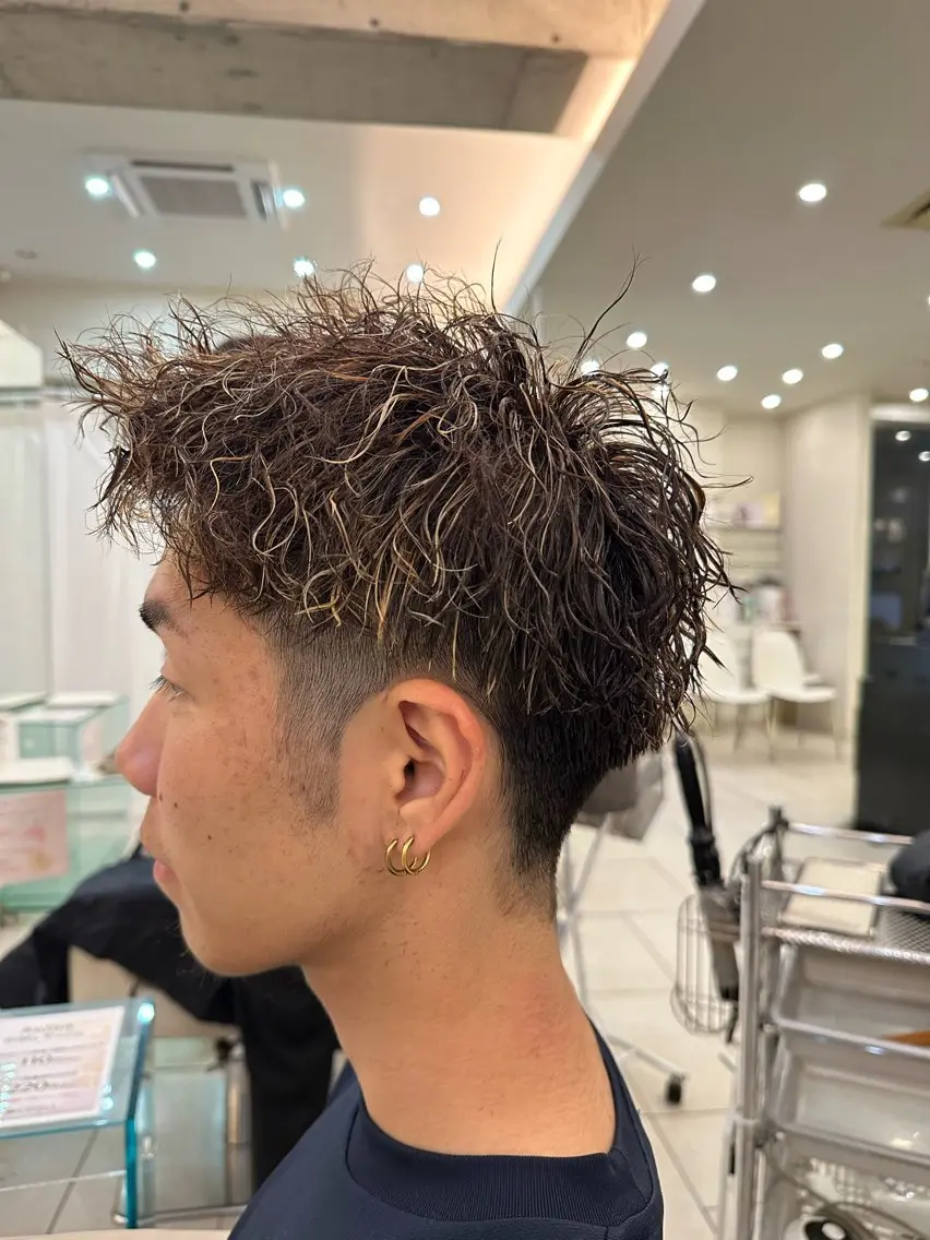 メンズ カット パーマ メンズ特化/メンズ パーマ/ハイトーンのヘアスタイル