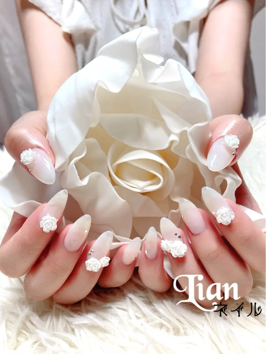 ネイル クリアネイル ホワイト Lianネイル 寛子Lianのネイルデザイン