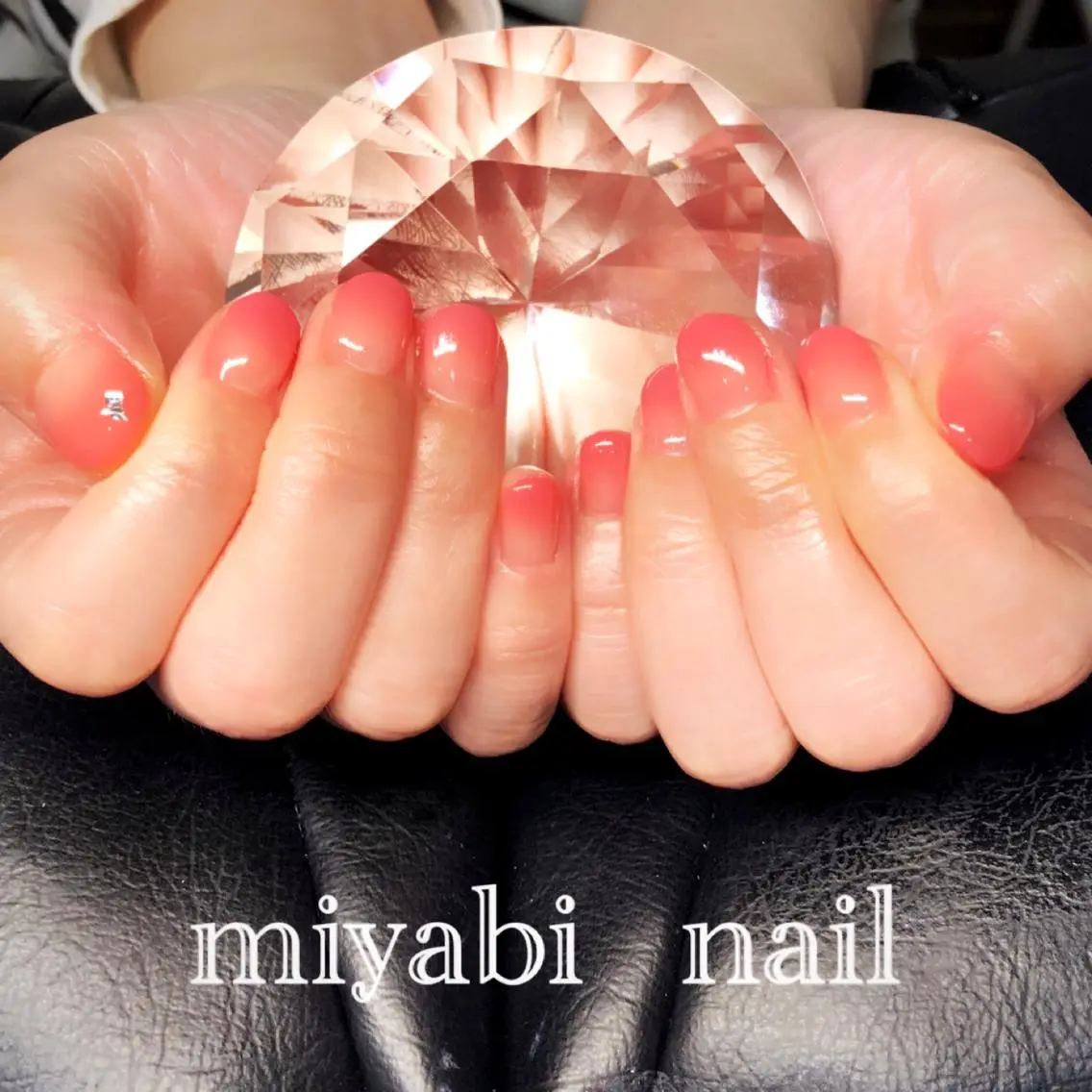 ネイル ジェルネイル グラデーション ピンク ショートネイル ハンドネイル miyabi nail 桂川駅近くのネイルデザイン