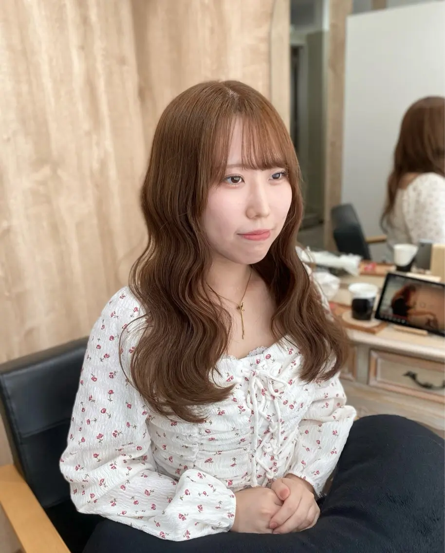 セミロング カット ヘアカラー トリートメント 王道かわいい🤍ベー ジュカラー*里々花*のヘアスタイル