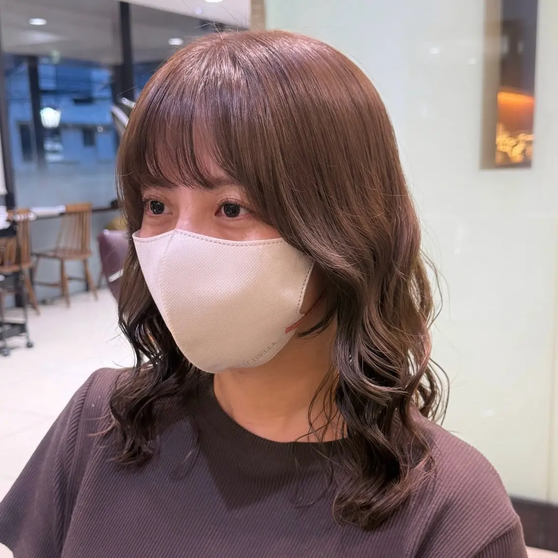 ミディアム パーマ パーマ 韓国風パーマ🌿コテ 巻き風パーマ/るいのヘアスタイル
