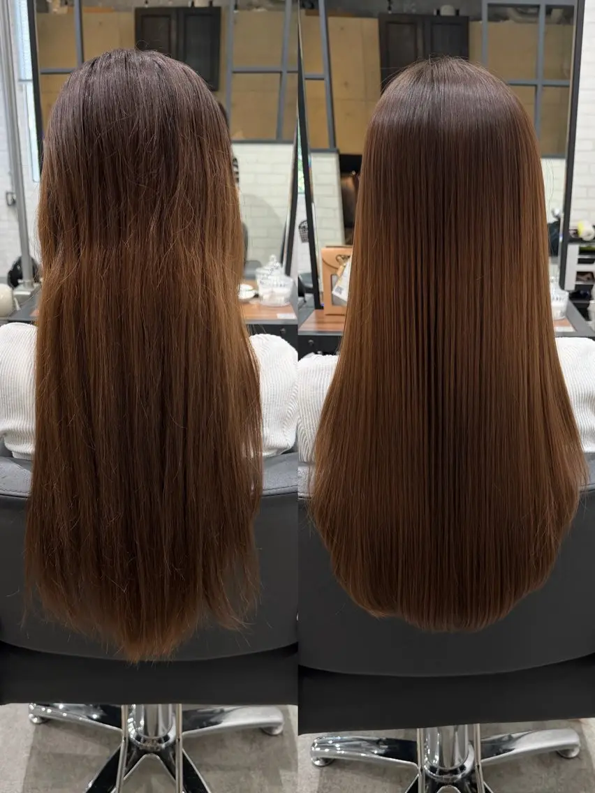 この夏、汗で広がる髪の毛に💇🏻‍♀️💦カット＋プレミアム縮毛矯正👒✨の写真