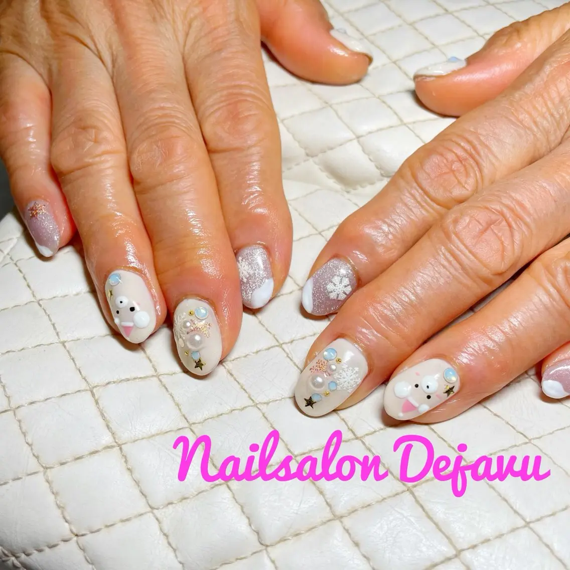 ネイル 持ち込み 冬ネイル クリスマス ハンドネイル Nailsalon Dejavuのネイルデザイン