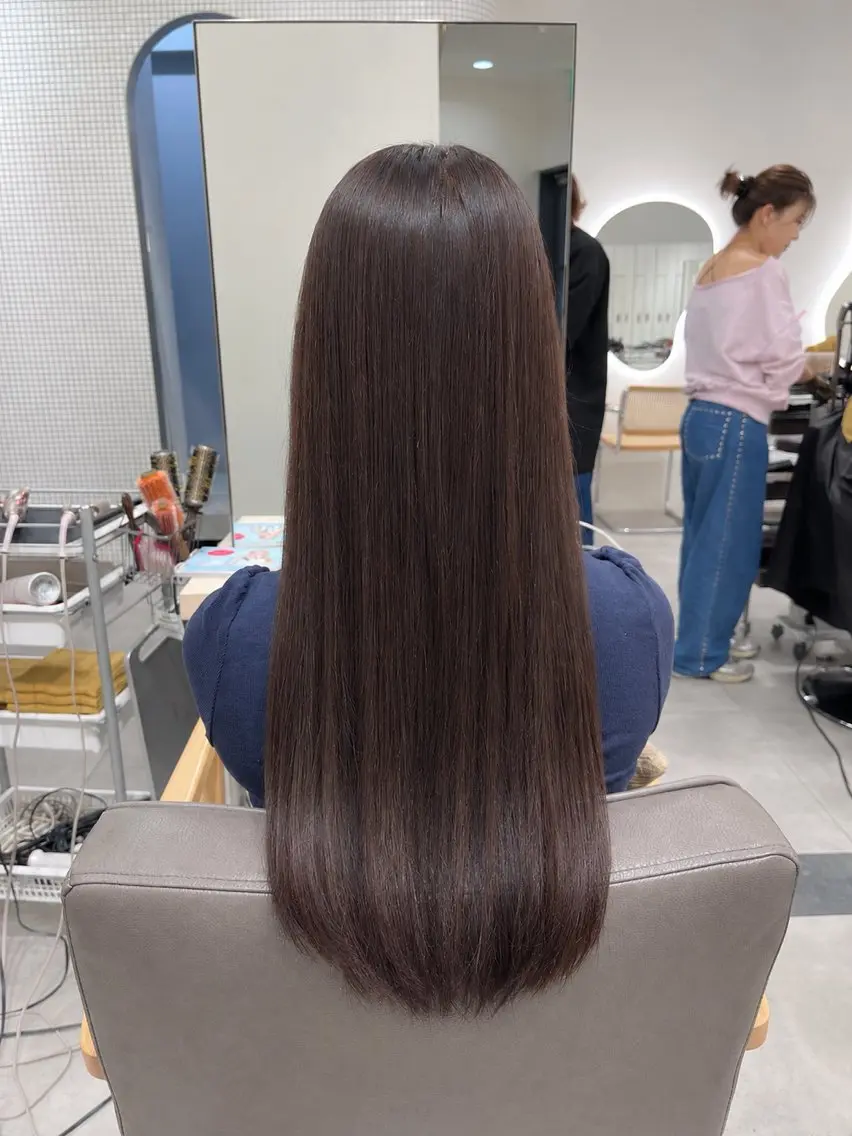 ロング カラー パーマ ヘアカラー 縮毛矯正 縮毛矯正 / 透明感カラー首藤大翔のヘアスタイル
