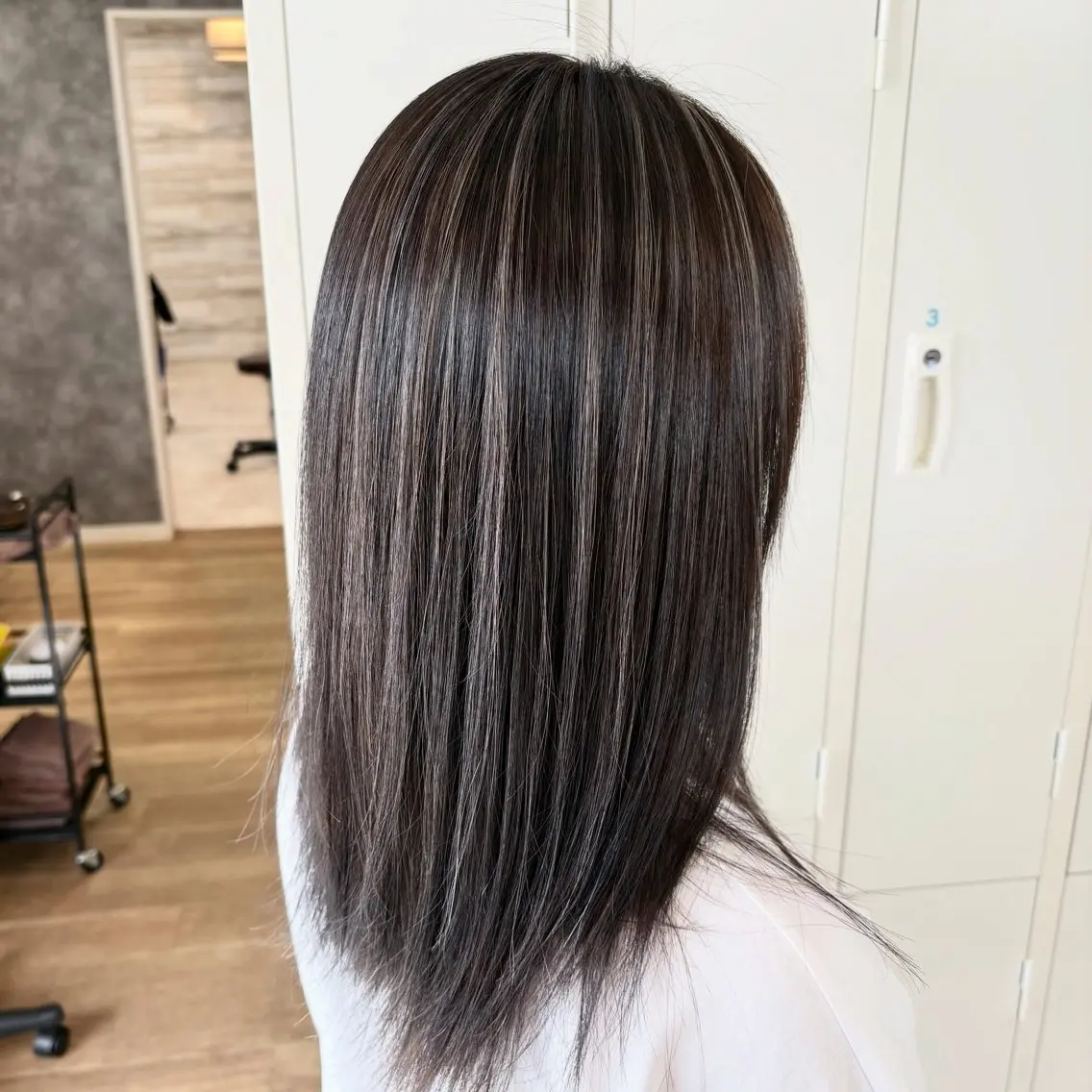 セミロング ハイライト 渡邉 三香子のヘアスタイル