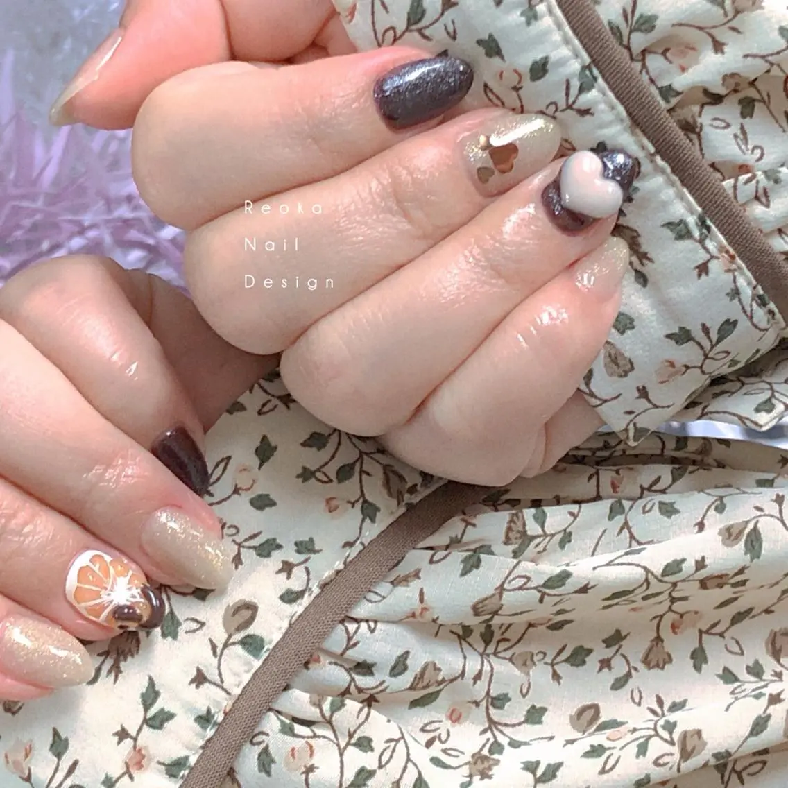 セミロング ネイル ハンドネイル Blowe ニュアンスのネイルデザイン