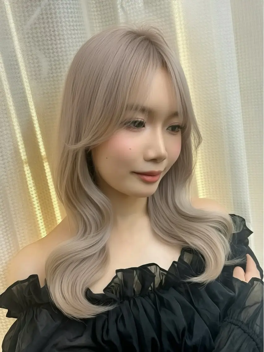 ミディアム カラー ヘアアレンジ ヘアカラー トリートメント 韓国風カラーカット 🤍店長 鳥越のヘアスタイル