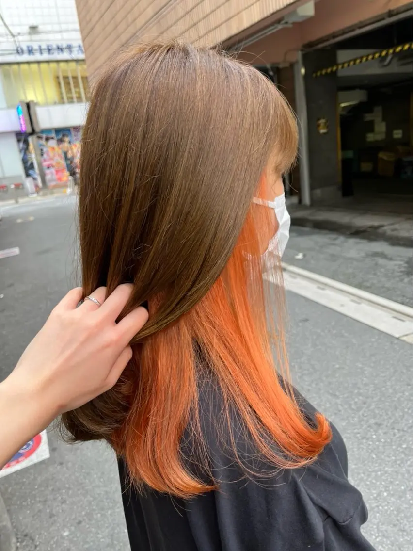 セミロング ヘアカラー aroot 町田駅徒歩10秒のヘアスタイル