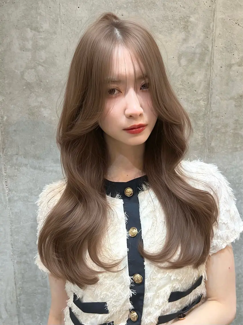 ロング カラー ベージュカラー ブリーチ ケアカラー ヘーゼル ブリーチなしカラー カット ヘアカラー トリートメント 抜きっぱなしブロンド /ハイトーン/カナタのヘアスタイル