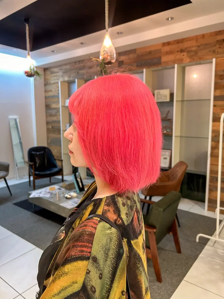 ショート カラー ブリーチ ハイトーンカラー ピンクカラー ヘアカラー ヘッドスパ 髪質改善/ストレート パーマ長久手/ひかるのヘアスタイル