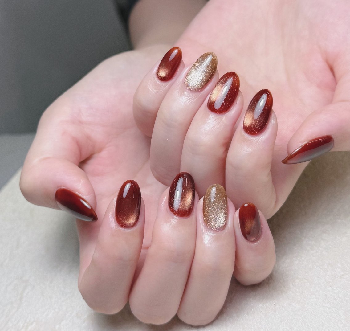 ネイル アートネイル オーロラネイル 長さ出し フットネイル フレンチネイル ハンドネイル MEO NAIL 中野②のネイルデザイン