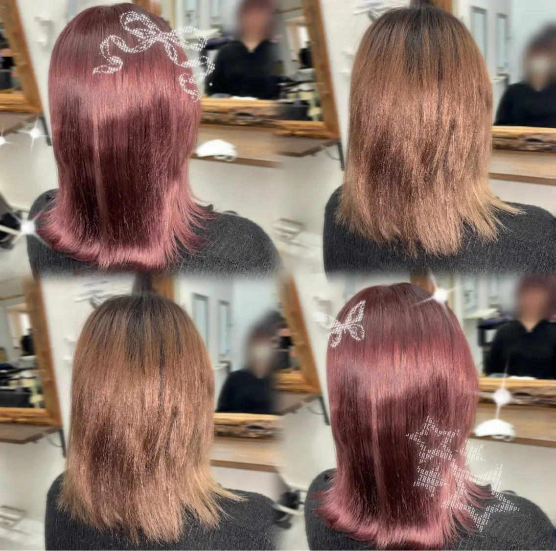 カラー ボルドーカラー ダブルカラー 森元 優衣のヘアスタイル