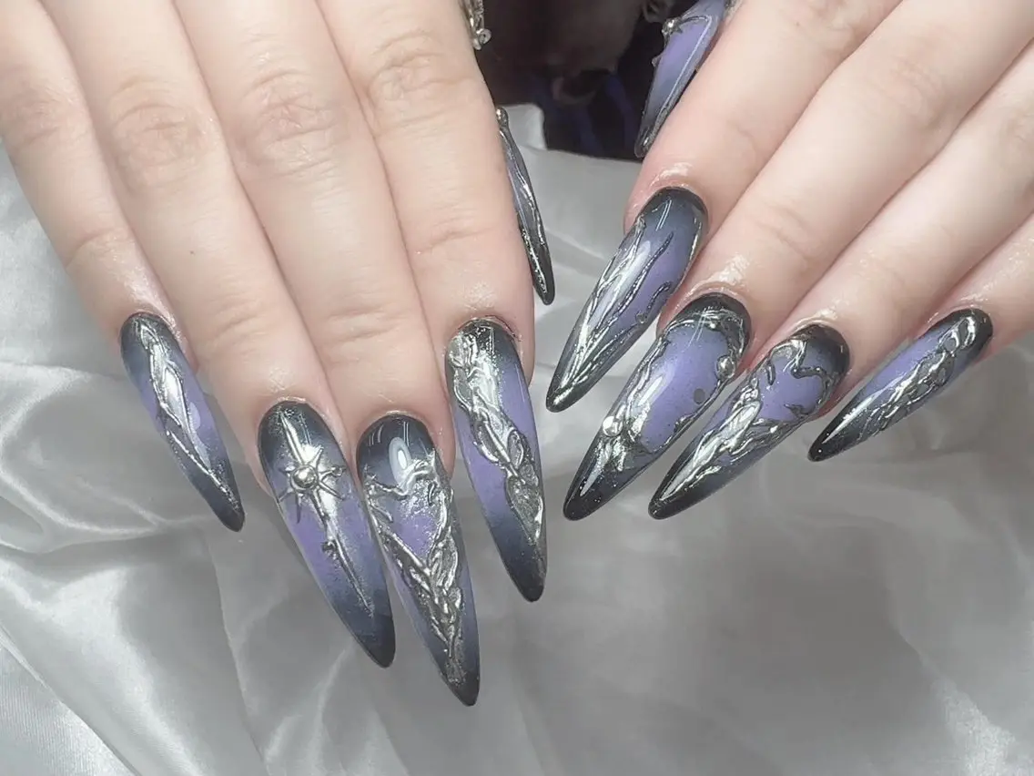 ネイル フレンチネイル 韓国ネイル 水色 マグネットネイル ニュアンスネイル ハンドネイル Hana Rose Nailのネイルデザイン