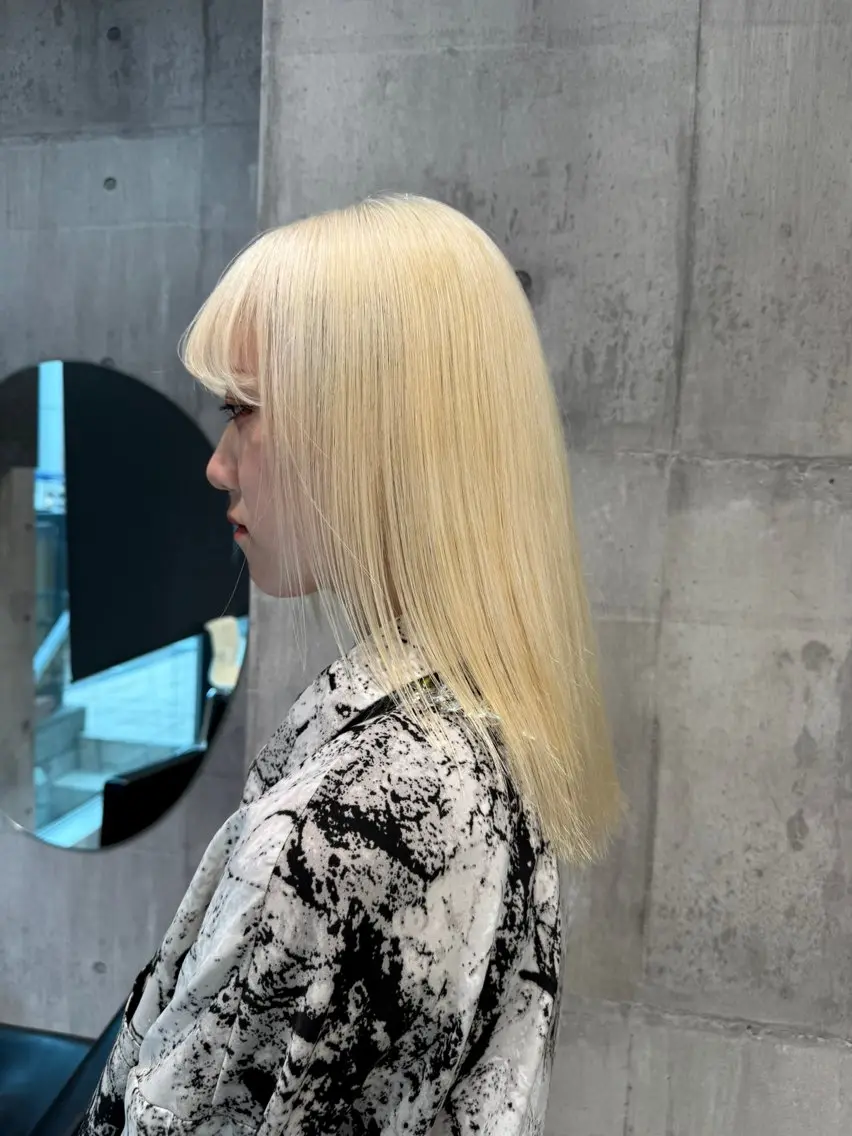 ミディアム カラー ベージュカラー ブリーチ ブロンド ピンクカラー ヘアカラー 【🥀履歴修正🥀】 ハイトーン職人/拓真のヘアスタイル