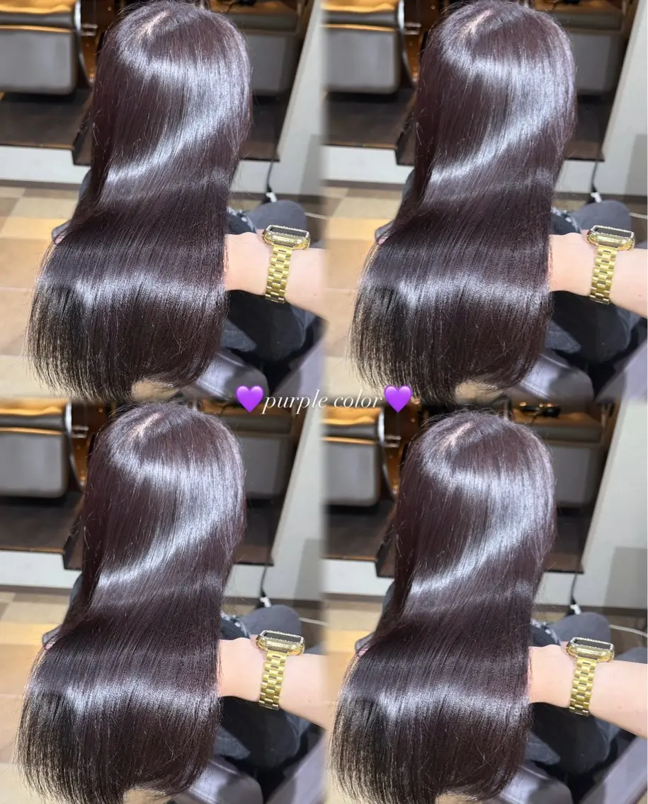 ロング パープルカラー ヘアカラー トリートメント ⠀ 流菜のヘアスタイル