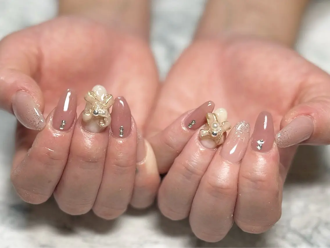 ネイル フットネイル ニュアンスネイル リボン シンプルネイル 冬ネイル nail fufla ♡yamane♡のネイルデザイン