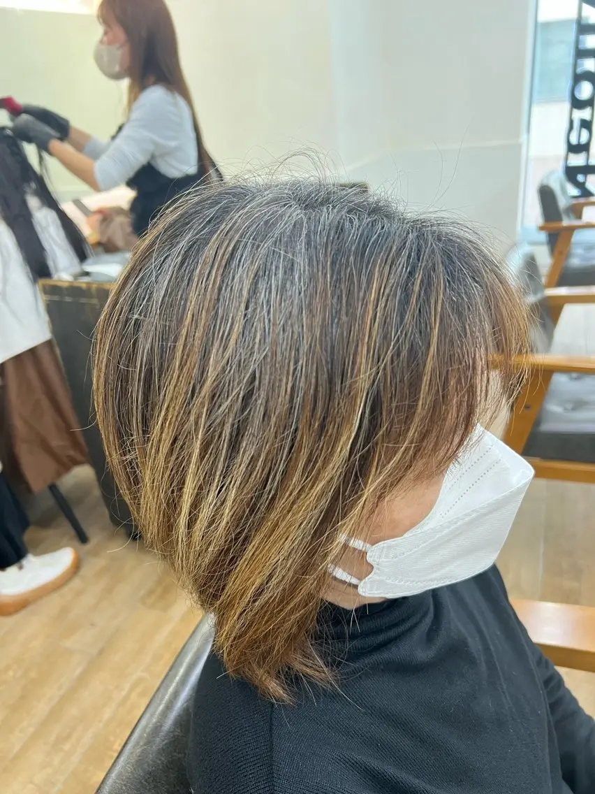 ショート ハイライト カット ヘアカラー パーマ/ハイライト 💙鶴岡 愛💙のヘアスタイル