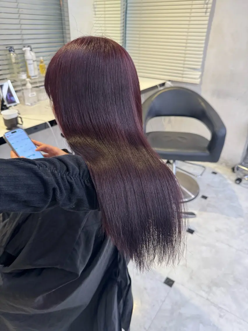 セミロング ヘアカラー トリートメント ヘッドスパ ヘアセット ♥️韓国風透明感 暖色misa♥️のヘアスタイル