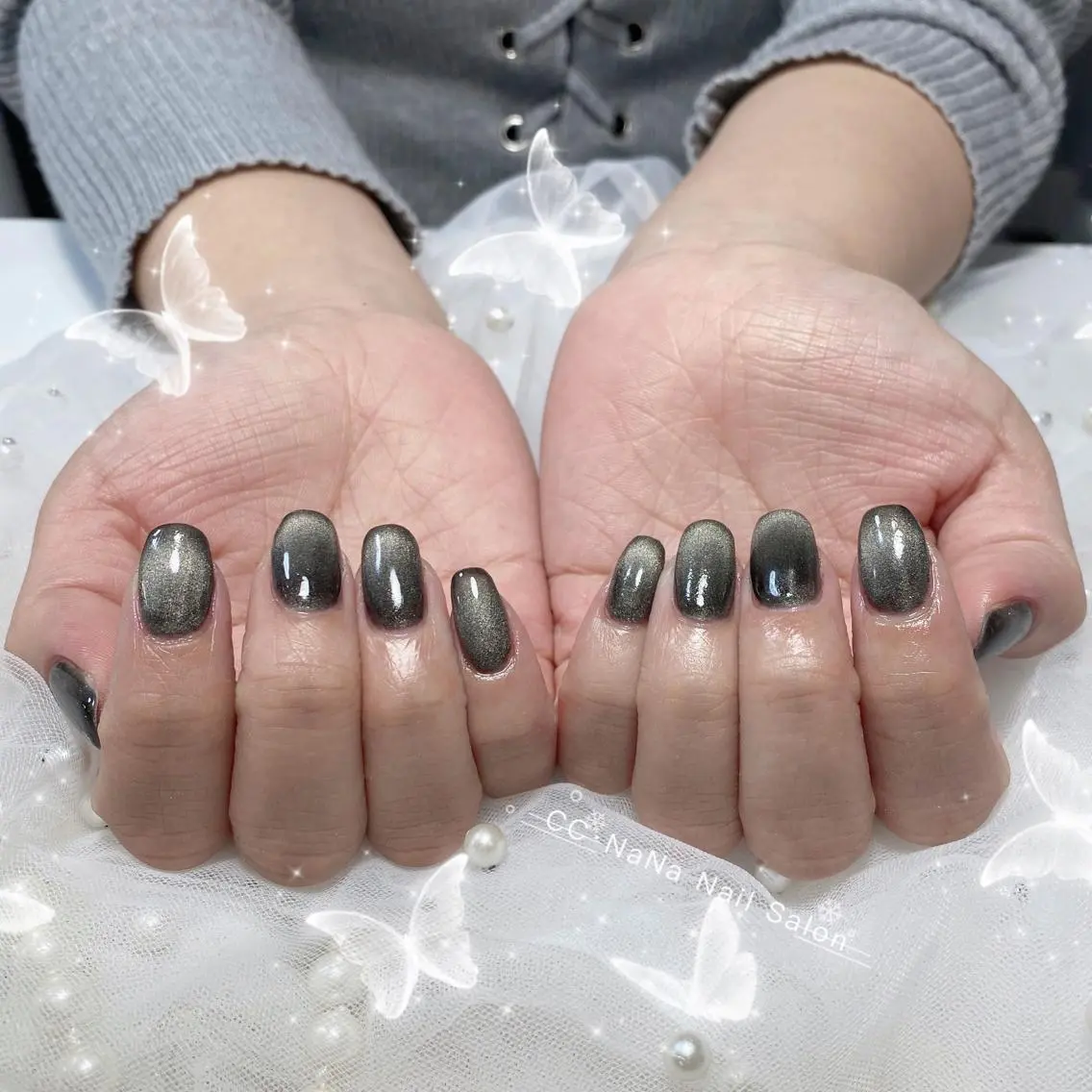 ネイル チークネイル フラッシュネイル ジェルネイル ハート キラキラネイル ハンドネイル 💎CC・NaNa 韓国風ネイル🌙Cのネイルデザイン