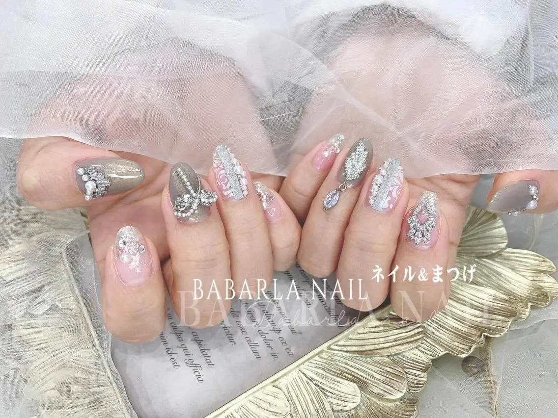 ネイル アートネイル クリアネイル シルバー Babarla nailのネイルデザイン