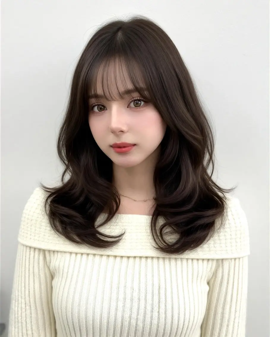 セミロング 顔周りカット 韓国風ヘア レイヤーカット カット ヘアカラー トリートメント ヘッドスパ ヘアセット 前髪顔まわりカット 🌈中村海聖のヘアスタイル