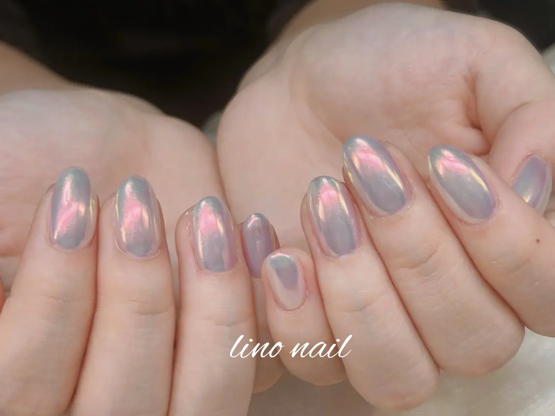 ネイル アートネイル オーロラネイル チークネイル 成人式 入学式 ハンドネイル Lino Nailのネイルデザイン
