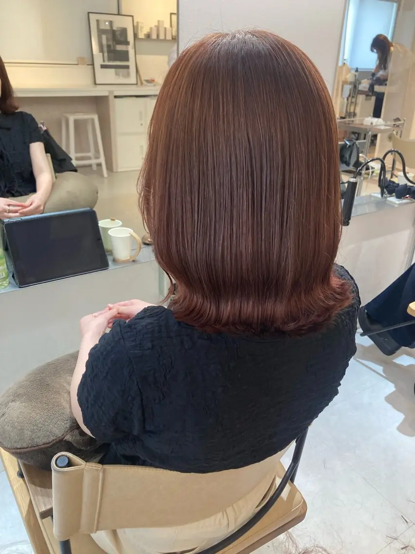 ミディアム カット ヘアカラー トリートメント ✨色持ちの良い艶 カラー✨蟹江真世のヘアスタイル
