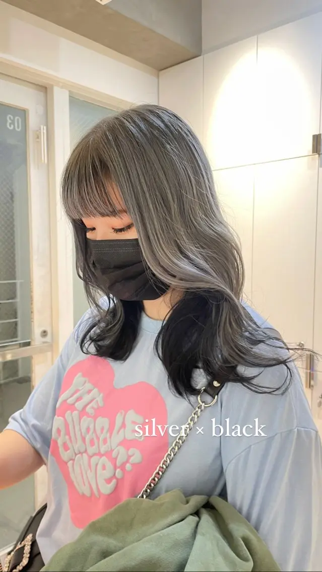 ミディアム カラー ヘアアレンジ 黒髪 シルバー ウルフカット ヘアカラー トリートメント ヘアセット topstylist 🖤川辺晴加のヘアスタイル