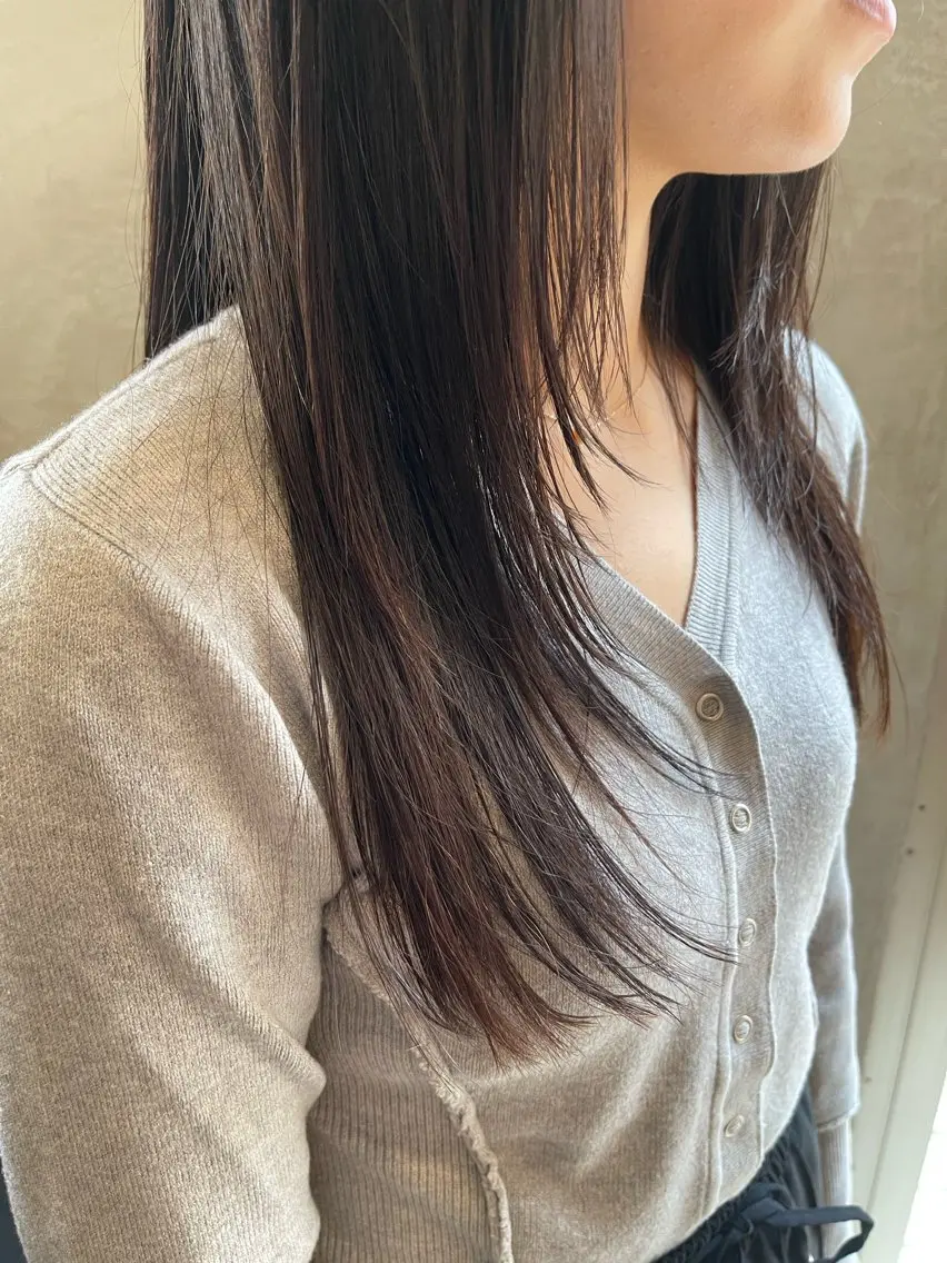 セミロング 韓国レイヤーカット✨ 縮毛矯正　原田 優作のヘアスタイル