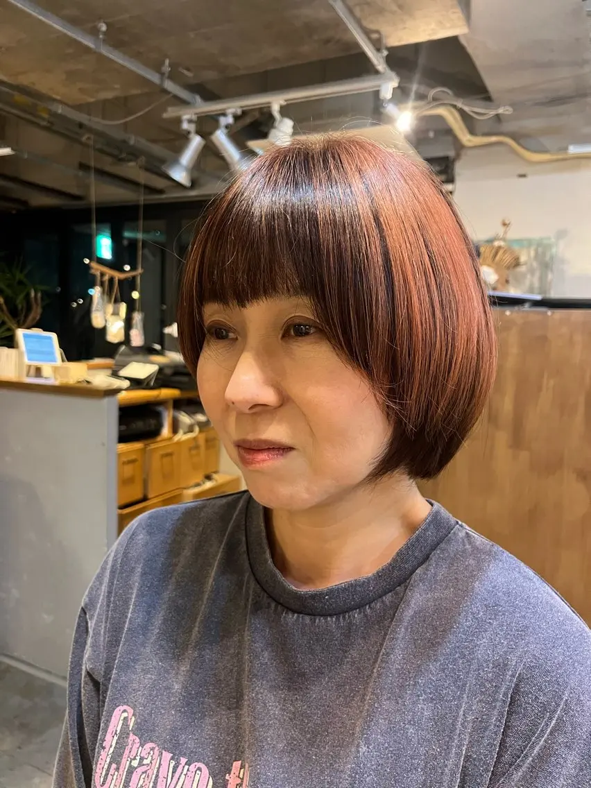 ショート カラー ブリーチ ブラウンカラー デザインカラー オレンジ ヘアカラー 三上 琳のヘアスタイル