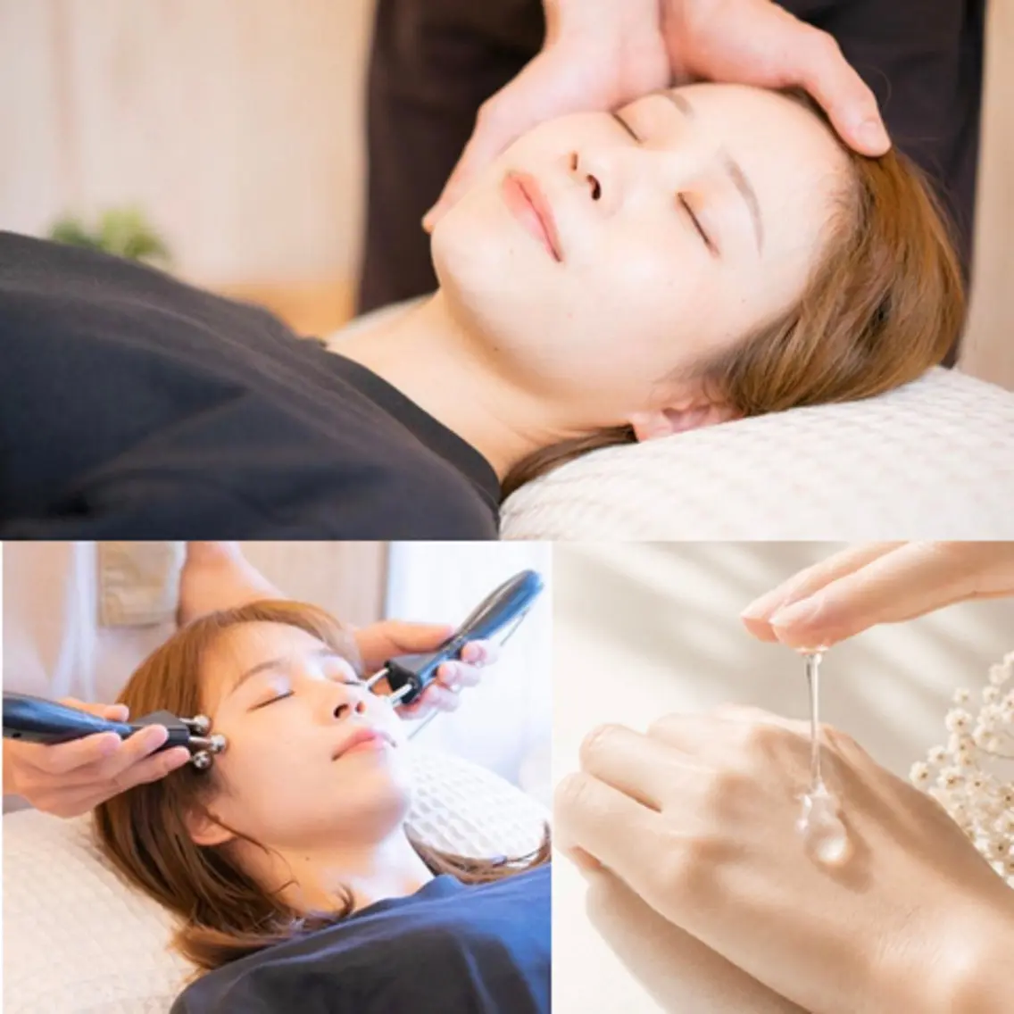 小顔No.1🌿《小顔矯正×EMS×フェイシャルオイル 60分》施術後に高品質美容液使用✨プチヘッドスパ付❣️小顔整体の写真