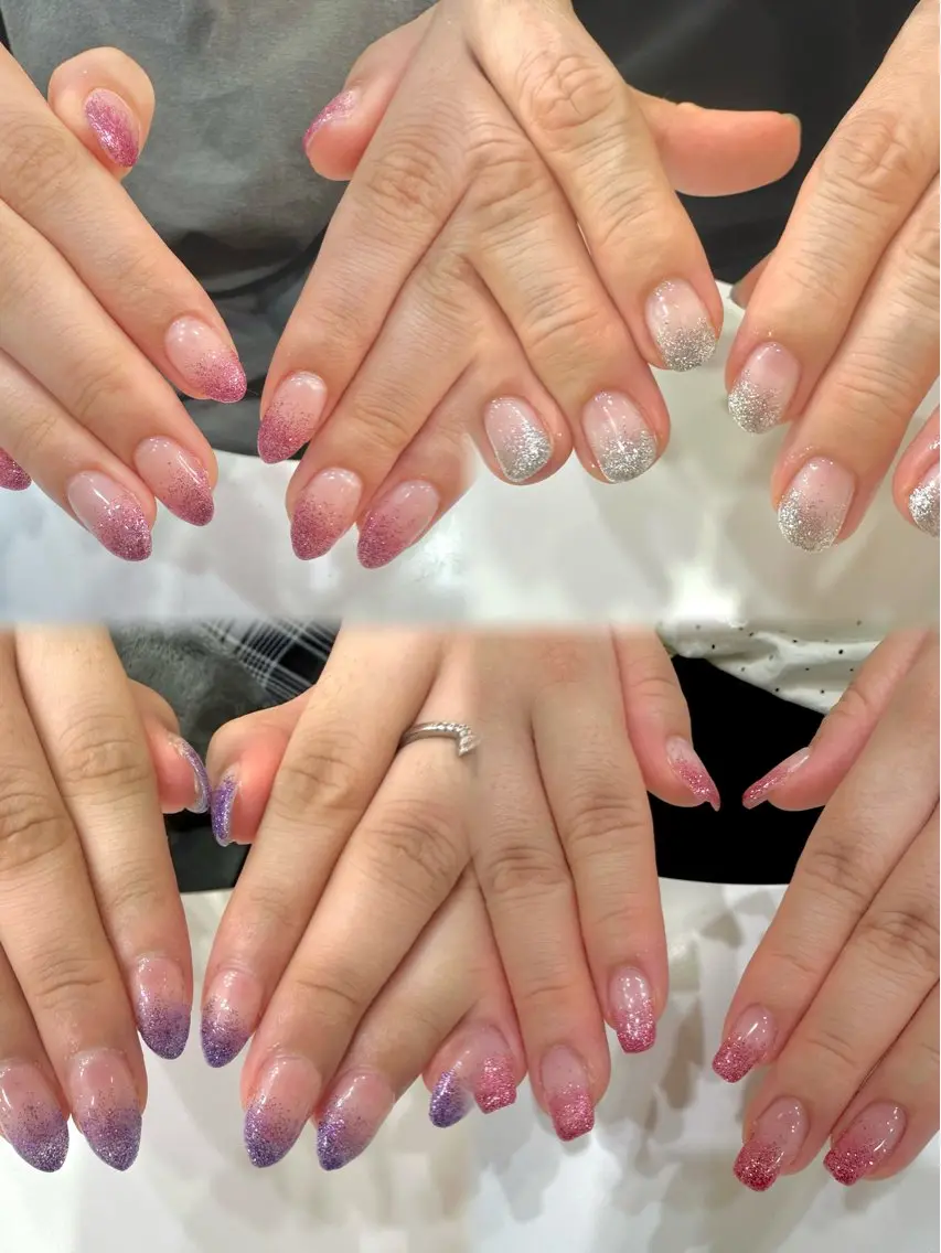 ネイル グラデーション ラメ(グリッター) ラメグラデーション ハンドネイル girly nail / AOI 🎀のネイルデザイン