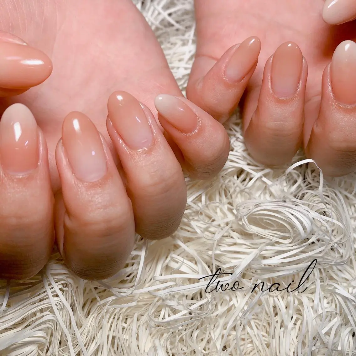 ネイル アートネイル ブラウン フットネイル ハート ニュアンスネイル two nailのネイルデザイン