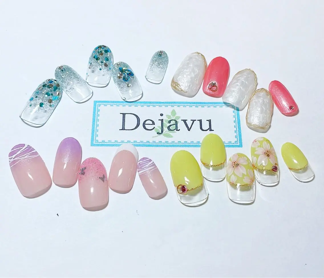 ネイル アートネイル シンプルネイル 春ネイル ハンドネイル Nail salon Dejavu 🌿のネイルデザイン