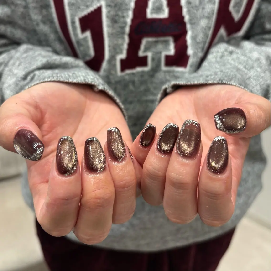 ネイル ブラウン マグネットネイル N° nail_ fuyukaのネイルデザイン