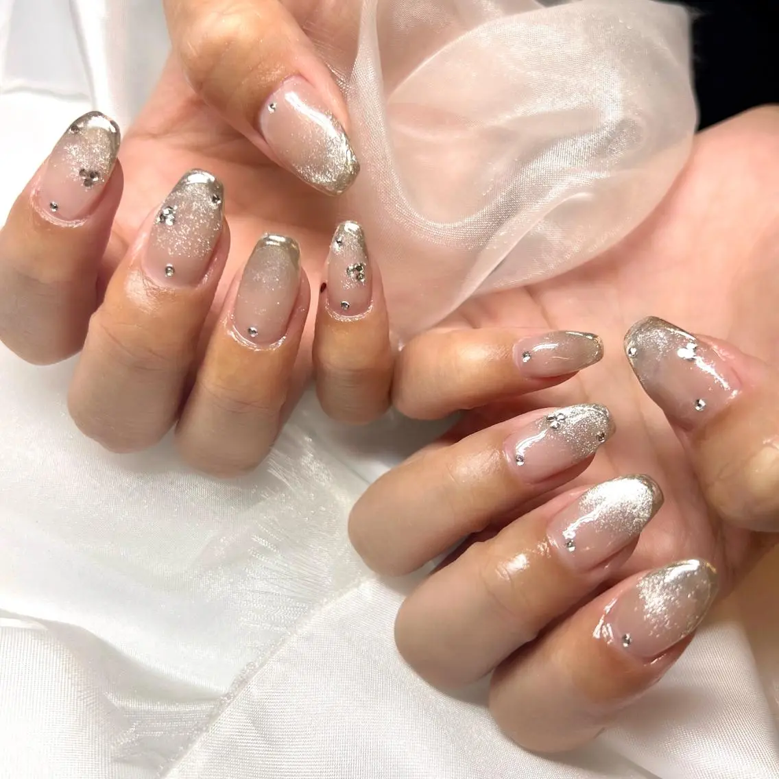 ネイル アートネイル オーロラネイル ジェルネイル 韓国ネイル ロングネイル ハンドネイル clover nailのネイルデザイン