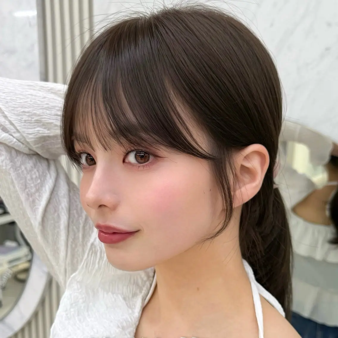 セミロング カラー 似合わせレイヤー/ 透明感カラーのヘアスタイル