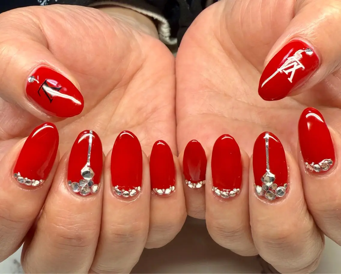 ネイル アートネイル チークネイル フレンチネイル キラキラネイル ラメ(グリッター) Mai’s nailのネイルデザイン