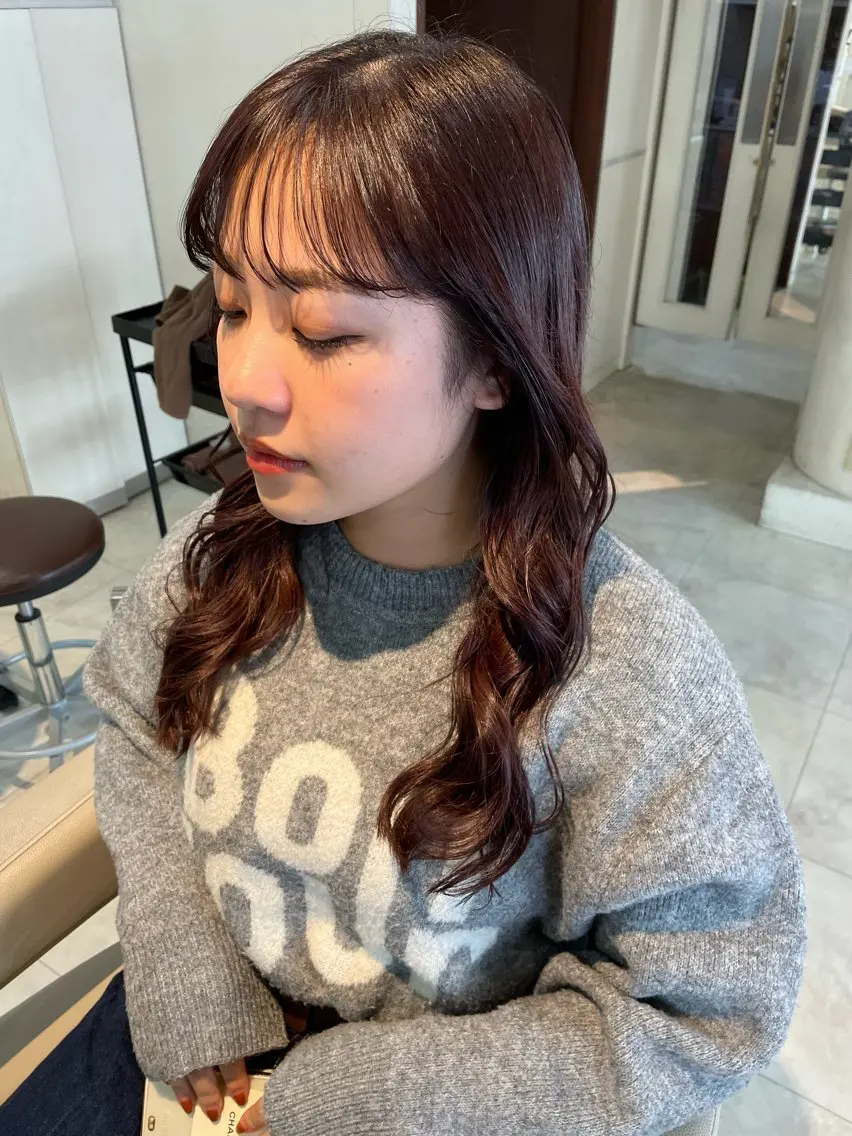 ロング カラー ブラウンカラー ピンクカラー ピンクブラウン ヘアカラー トリートメント 小森 永のヘアスタイル